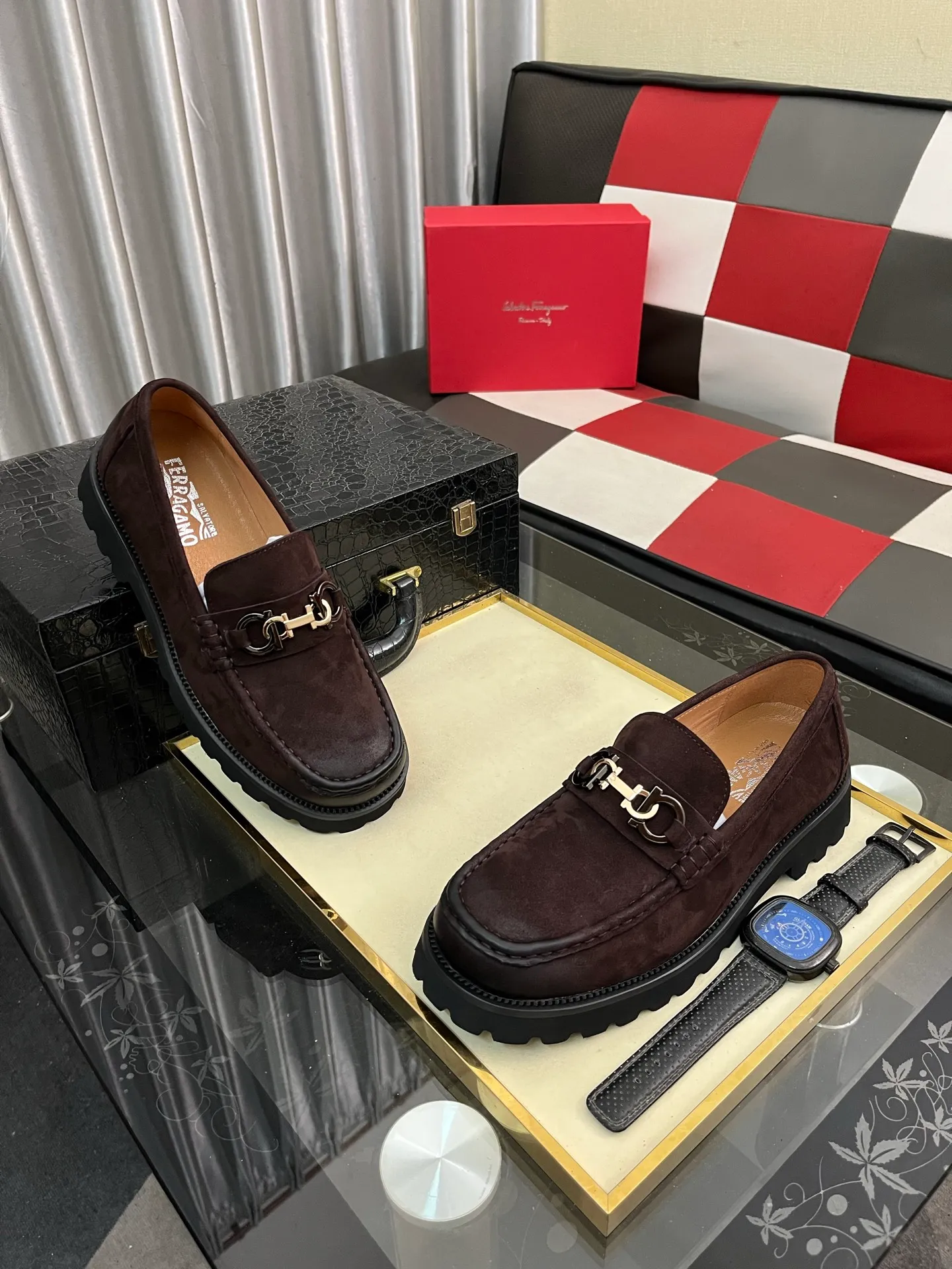 Men's shoes 💰500⌚️⌚️[Salvatore Ferragamo] Ferragamo business leather shoes, 1:1 top purchasing quality, imported selected original open-edge beaded calfskin for the uppers, imported original water-dyed cowhide for the inner feet, imported original customized Italian handmade lightweight foam outsole, size: 38-44 2️⃣colors available